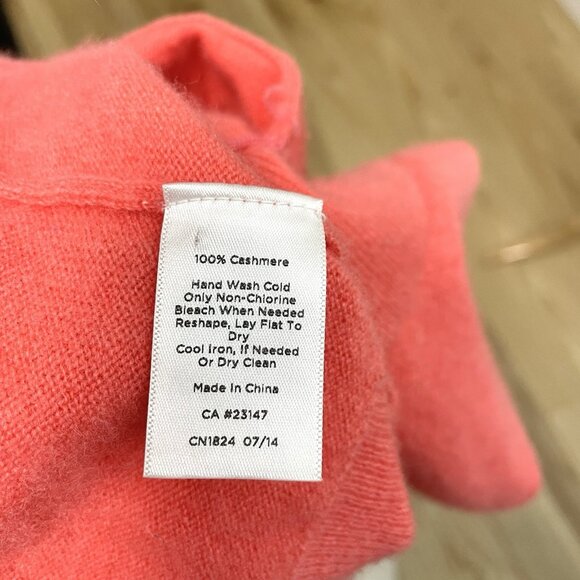 TALBOTS 100% Cashmere Cardigan Sweater Long Sleeve Coral Pink size Large - Picture 7 of 7